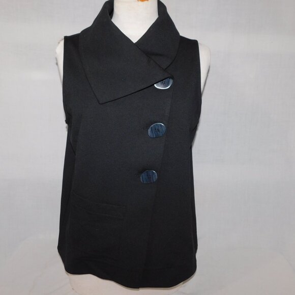 LIV by Habitat Womens Small Black Ponte Knit BROOKLYN Asymmetrical Vest - Picture 2 of 11